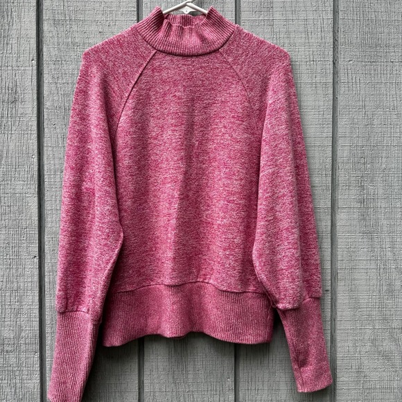 Maeve Anthropologie Marled Laney Pink Mock Neck Sweater Ribbed Cuff Pullover S - Picture 1 of 8